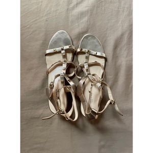 Karl Lagerfeld Gold Studded Low-Heel Gladiator Sandals